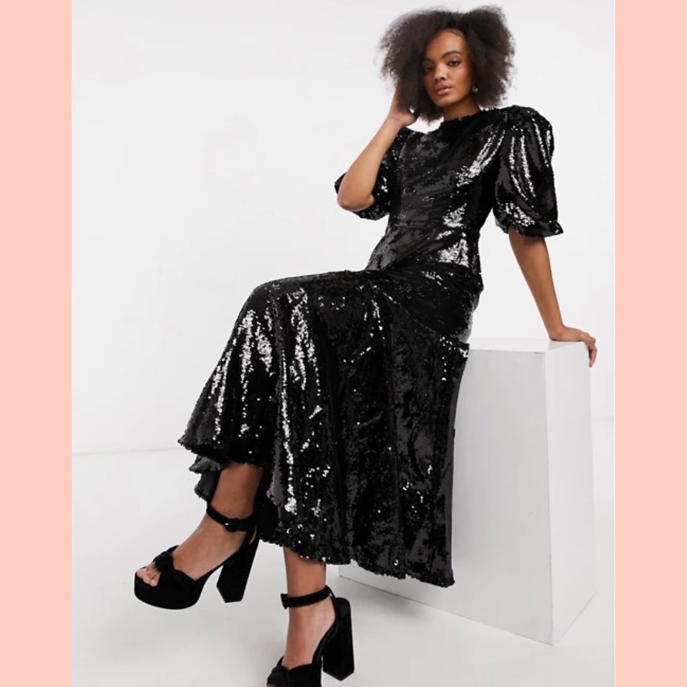 SISTER JANE GUEST LIST SEQUIN MIDI DRESS